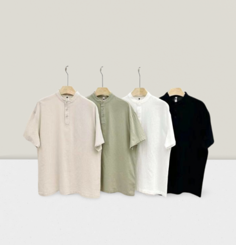 CHINESE COLLAR LINEN T-SHIRT image