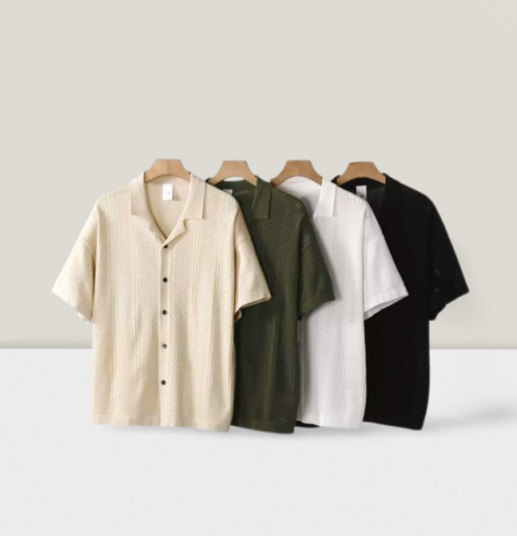 CHEMISE POLO LOOSE FIT EN MAILLE TEXTURÉE image